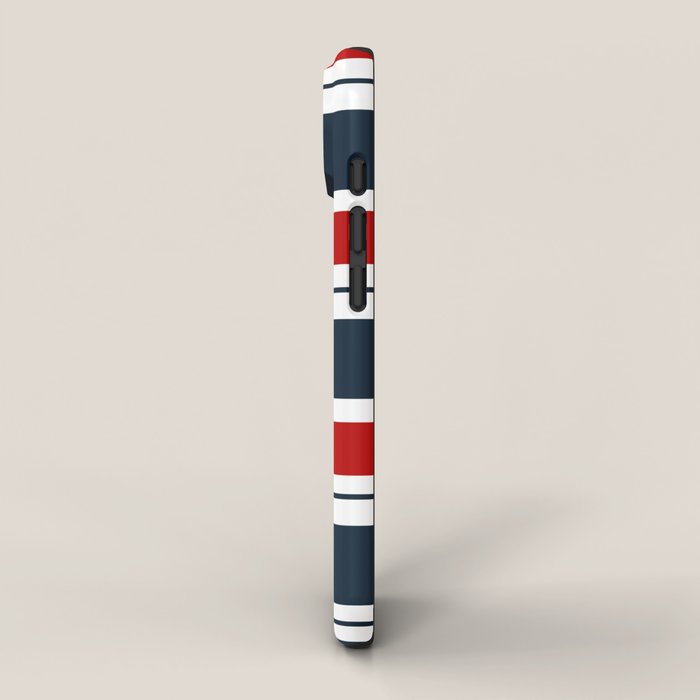 Red and Navy Blue Horizontal Stripes iPhone Case Gallery Image 2