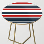 Red and Navy Blue Horizontal Stripes Side Table Gallery Image 2