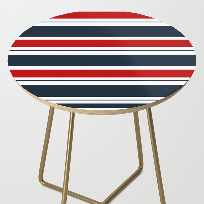 Red and Navy Blue Horizontal Stripes Side Table Gallery Image 2