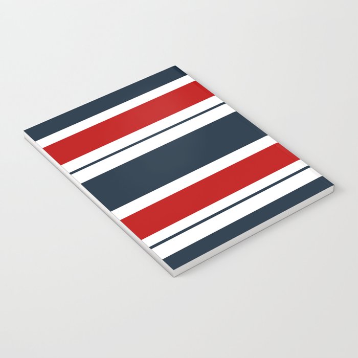 Red and Navy Blue Horizontal Stripes Notebook Gallery Image 3