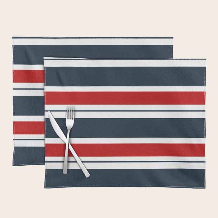 Red and Navy Blue Horizontal Stripes Placemat Gallery Image 1