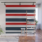 Red and Navy Blue Horizontal Stripes Wall Mural Gallery Image 1