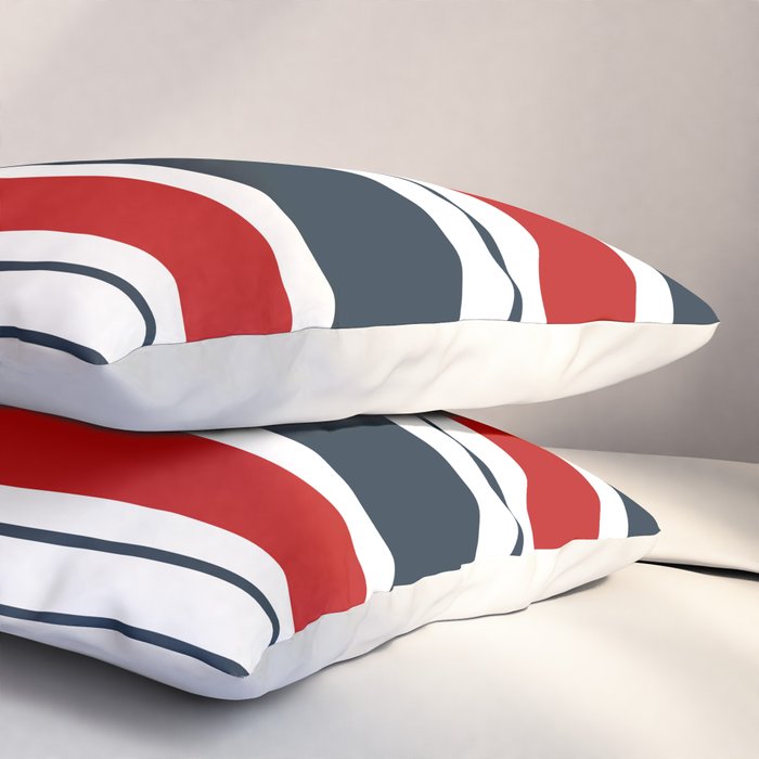 Red and Navy Blue Horizontal Stripes Pillow Sham Gallery Image 3