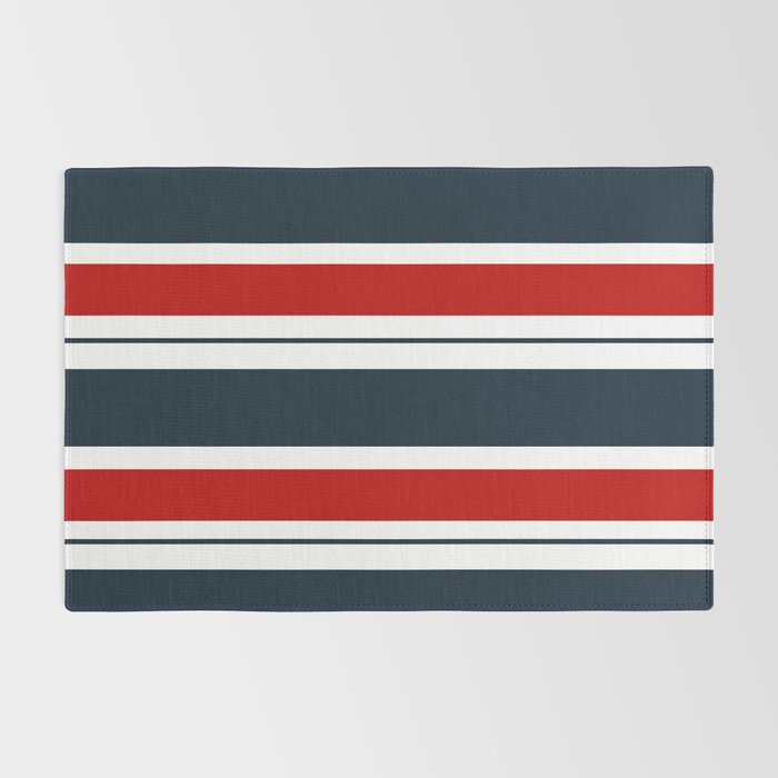 Red and Navy Blue Horizontal Stripes Rug Gallery Image 2