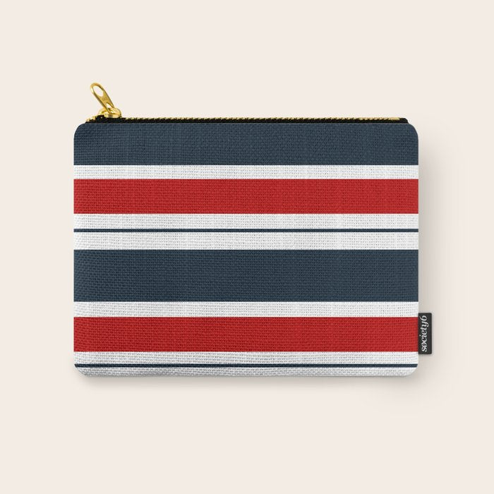 Red and Navy Blue Horizontal Stripes Carry All Pouch Gallery Image 1