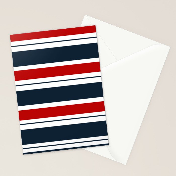 Red and Navy Blue Horizontal Stripes Stationery Card Gallery Image 2