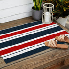 Red and Navy Blue Horizontal Stripes Outdoor Rug Gallery Image 2