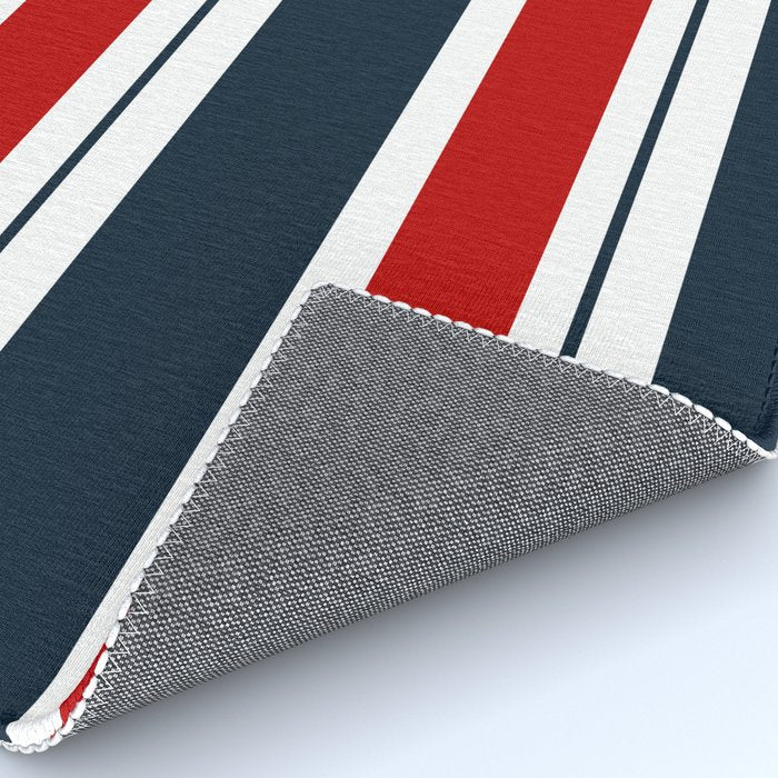 Red and Navy Blue Horizontal Stripes Rug Gallery Image 4