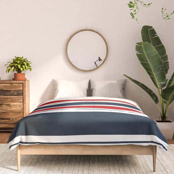 Red and Navy Blue Horizontal Stripes Comforter Gallery Image 3