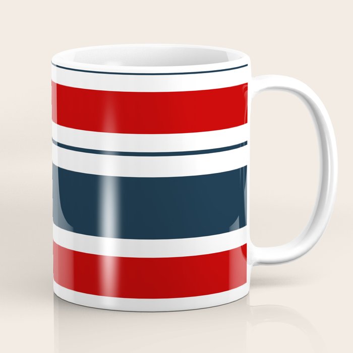 Red and Navy Blue Horizontal Stripes Coffee Mug Gallery Image 1
