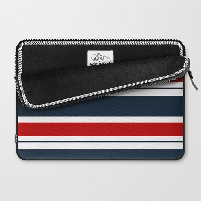 Red and Navy Blue Horizontal Stripes Laptop Sleeve Gallery Image 2