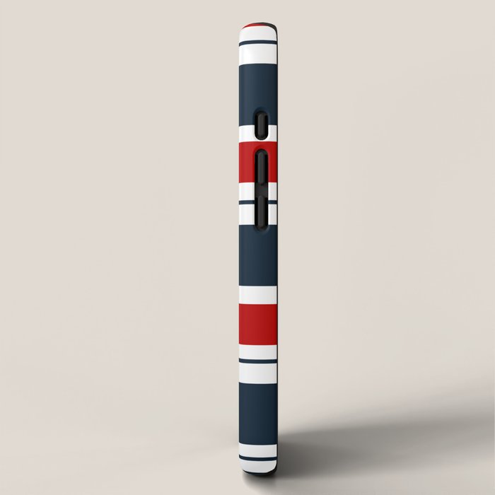 Red and Navy Blue Horizontal Stripes iPhone Case Gallery Image 2