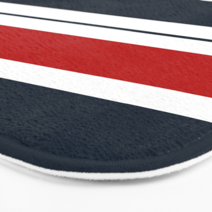 Red and Navy Blue Horizontal Stripes Bath Mat Gallery Image 3