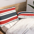 Red and Navy Blue Horizontal Stripes Pillow Sham Gallery Image 2