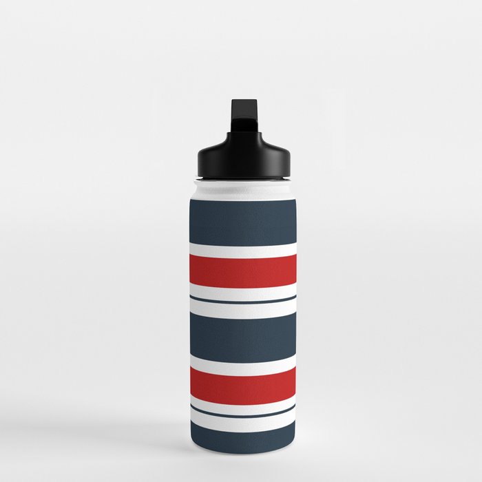 Red and Navy Blue Horizontal Stripes Water Bottle Gallery Image 3