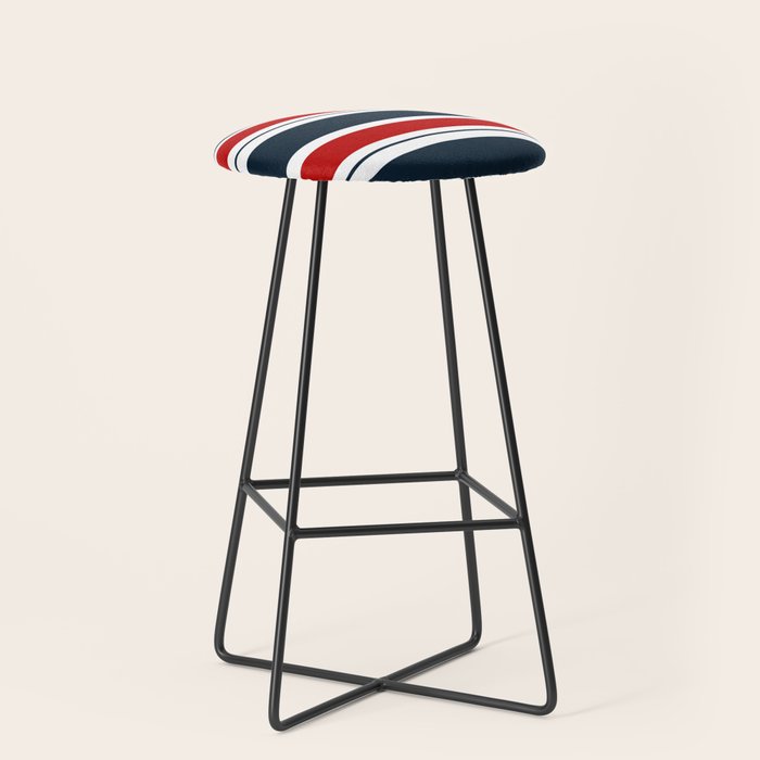 Red and Navy Blue Horizontal Stripes Stool Gallery Image 1