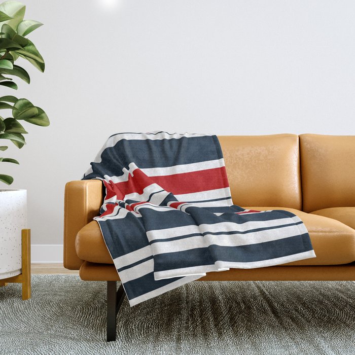 Red and Navy Blue Horizontal Stripes Throw Blanket Gallery Image 1