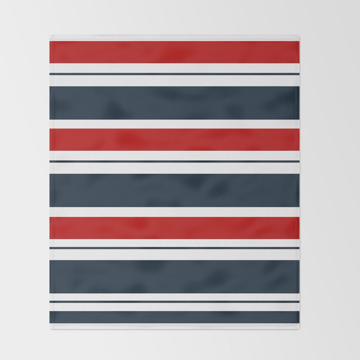 Red and Navy Blue Horizontal Stripes Throw Blanket Gallery Image 2