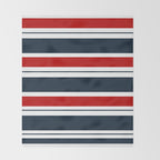 Red and Navy Blue Horizontal Stripes Throw Blanket Gallery Image 2