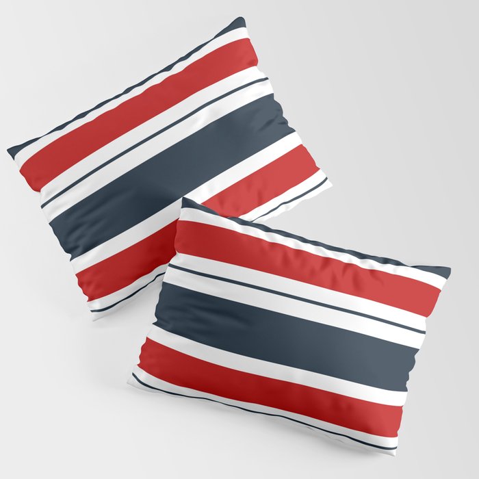 Red and Navy Blue Horizontal Stripes Pillow Sham Gallery Image 1