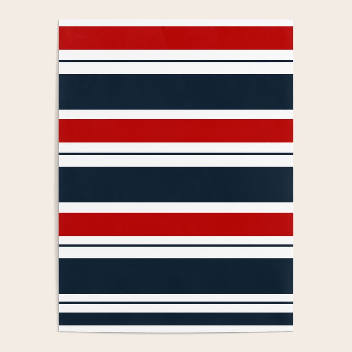 Red and Navy Blue Horizontal Stripes Poster Gallery Image 4