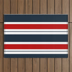 Red and Navy Blue Horizontal Stripes Outdoor Rug Gallery Image 1