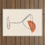 Minimalist Orange Martini Cocktail Drink Outdoor Rug Gallery Image 1