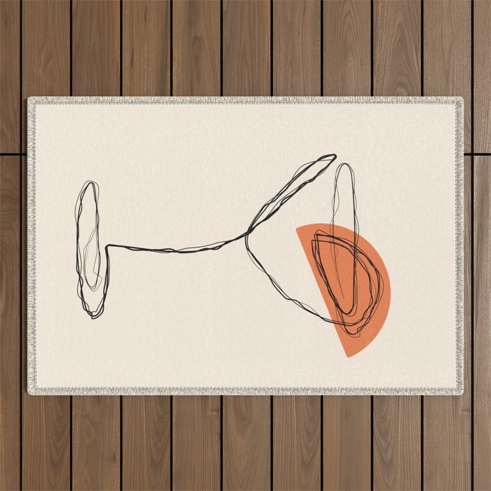 Minimalist Orange Martini Cocktail Drink Outdoor Rug Gallery Image 1