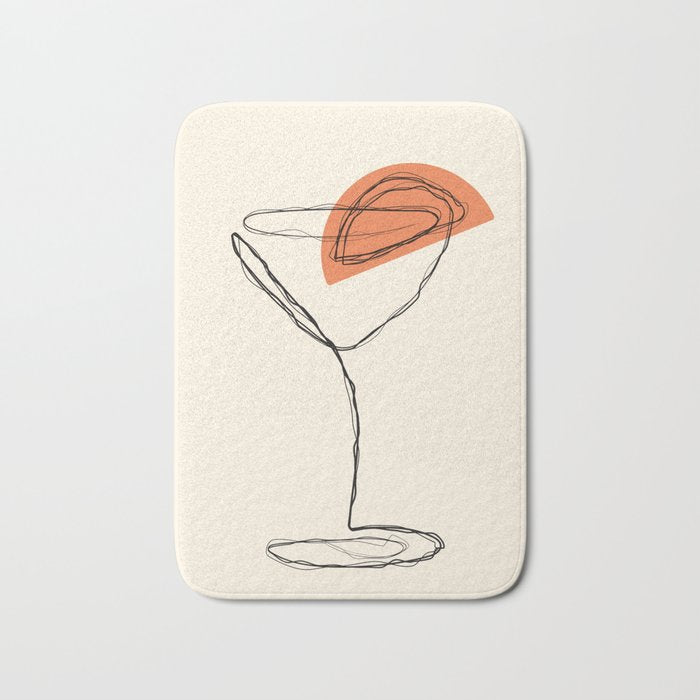 Minimalist Orange Martini Cocktail Drink Bath Mat Gallery Image 1