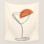 Minimalist Orange Martini Cocktail Drink Wall Tapestry Gallery Image 4