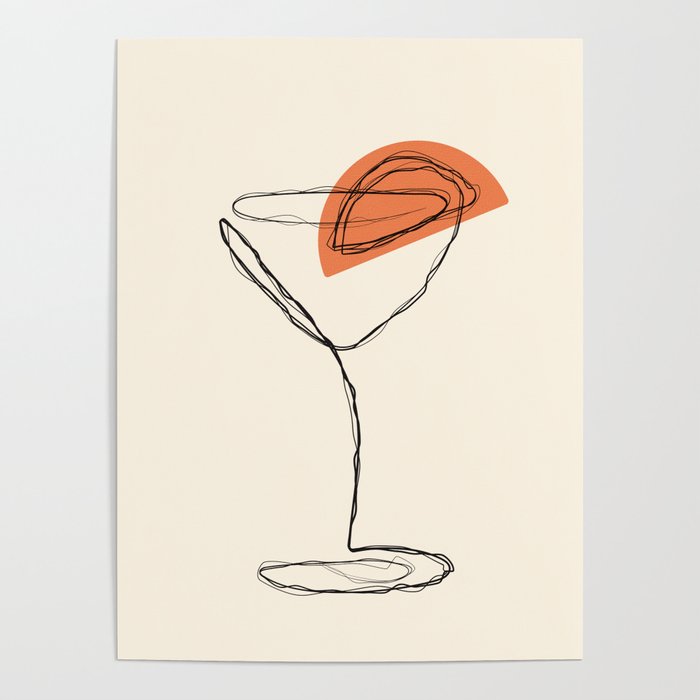 Minimalist Orange Martini Cocktail Drink Poster Gallery Image 4