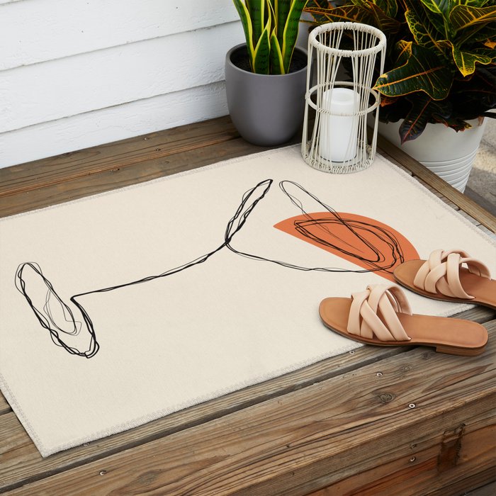 Minimalist Orange Martini Cocktail Drink Outdoor Rug Gallery Image 2