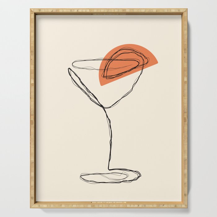 Minimalist Orange Martini Cocktail Drink Serving Tray Gallery Image 1