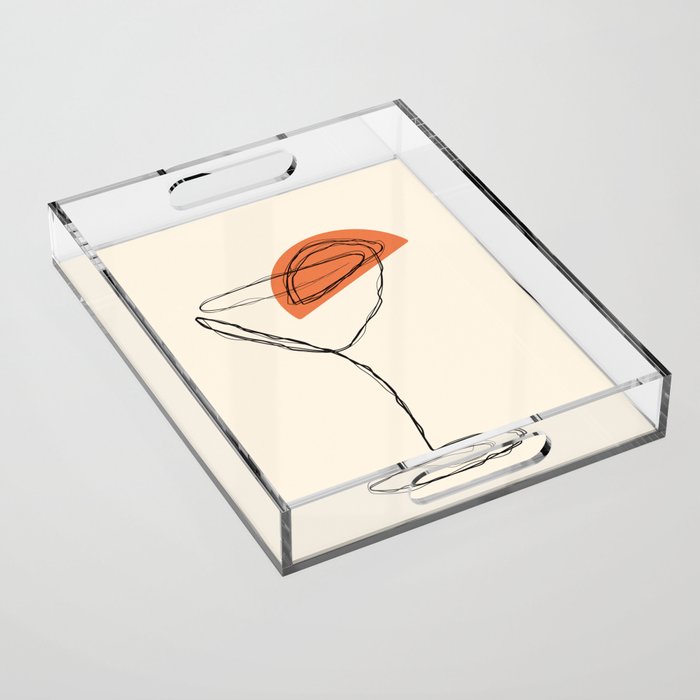 Minimalist Orange Martini Cocktail Drink Acrylic Tray Gallery Image 1
