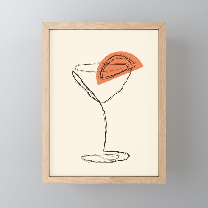 Minimalist Orange Martini Cocktail Drink Mini Art Print Gallery Image 1