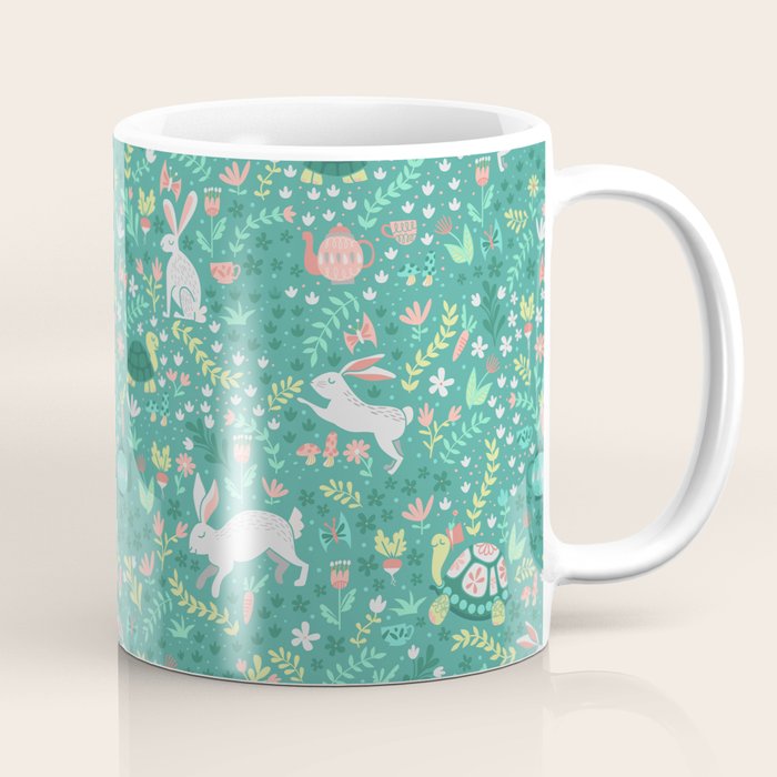 Spring Pattern of Bunnies with Turtles Coffee Mug Gallery Image 1