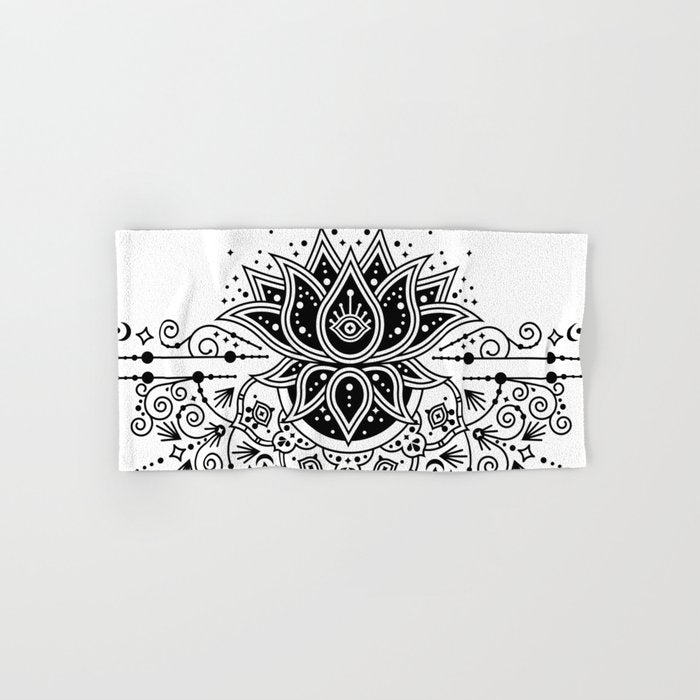 Lotus Blossom Mandala - Black Palette Bath Towel Gallery Image 1