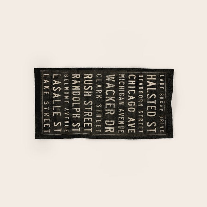 Chicago Streets Transit Sign Bath Towel Gallery Image 1
