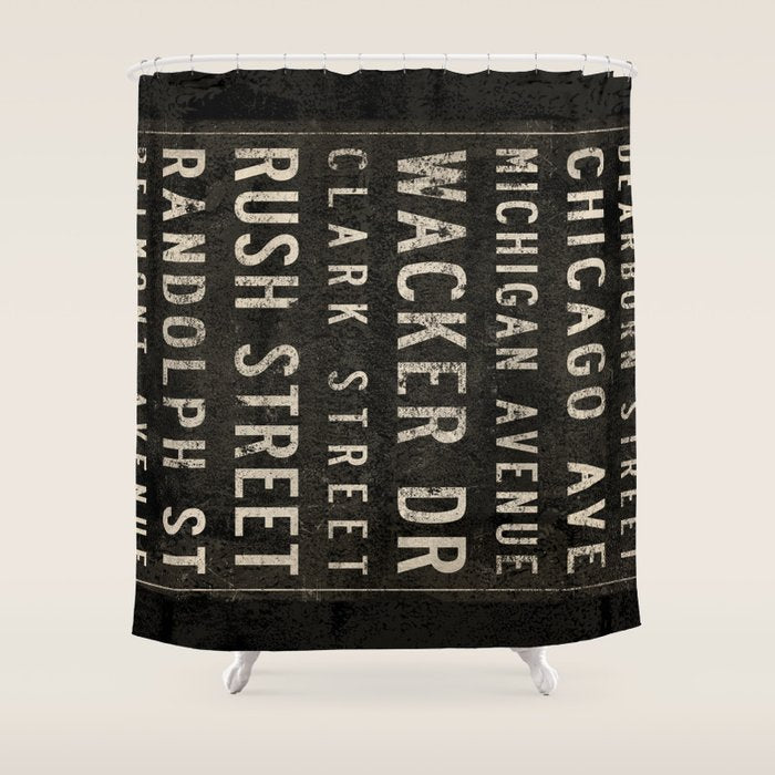 Chicago Streets Transit Sign Shower Curtain Gallery Image 1