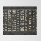 Chicago Streets Transit Sign Throw Blanket Gallery Image 2