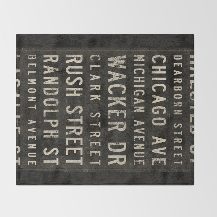 Chicago Streets Transit Sign Throw Blanket Gallery Image 2