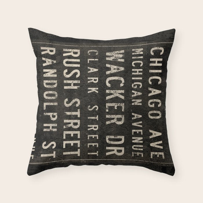 Chicago Streets Transit Sign Throw Pillow Gallery Image 6