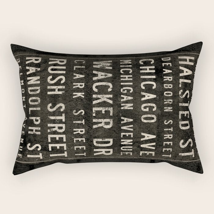 Chicago Streets Transit Sign Rectangular Pillow Gallery Image 1