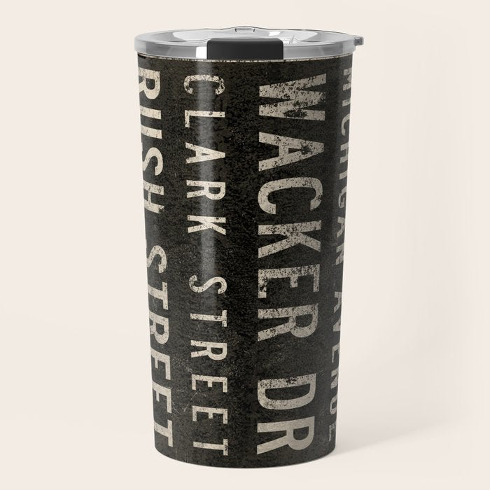 Chicago Streets Transit Sign Travel Mug Gallery Image 1