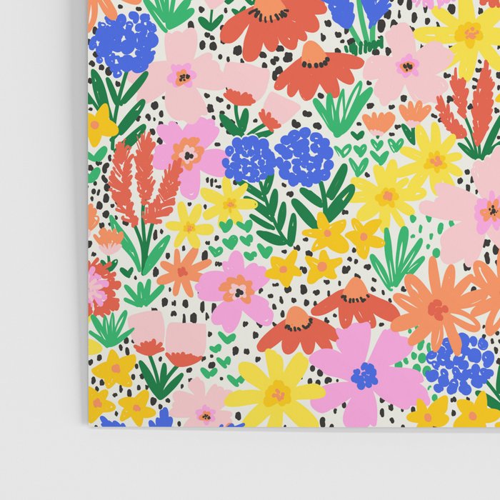Colorful Summer Flower Meadow Happy Hand Drawn Wildflowers Poster Gallery Image 3