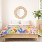 Colorful Summer Flower Meadow Happy Hand Drawn Wildflowers Duvet Cover Gallery Image 3