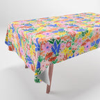 Colorful Summer Flower Meadow Happy Hand Drawn Wildflowers Tablecloth Gallery Image 1