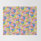 Colorful Summer Flower Meadow Happy Hand Drawn Wildflowers Throw Blanket Gallery Image 2