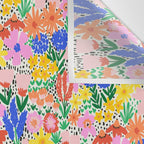 Colorful Summer Flower Meadow Happy Hand Drawn Wildflowers Wall Tapestry Gallery Image 3