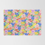 Colorful Summer Flower Meadow Happy Hand Drawn Wildflowers Rug Gallery Image 2